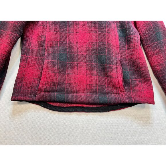 The North Face Women's Pullover Fleece Hoodie Size M Red Black Plaid Long Sleeve - Picture 4 of 13